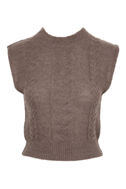 Quentin Brown Cable Knit Top